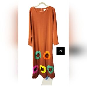 Chic Long Sleeve Dress with Colorful Accents